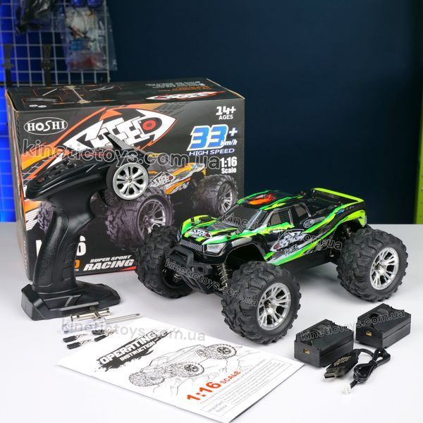 Машинка монстр HOSHI N416 на радіокеруванні 1:16 4WD Green, 2 акумулятори 116 фото