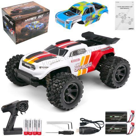 Машинка монстр MJX Hyper Go 18208 на радіокеруванні 1:18 4WD до 45 км/год, 2 Корпуси та 2 акумулятори 119 фото